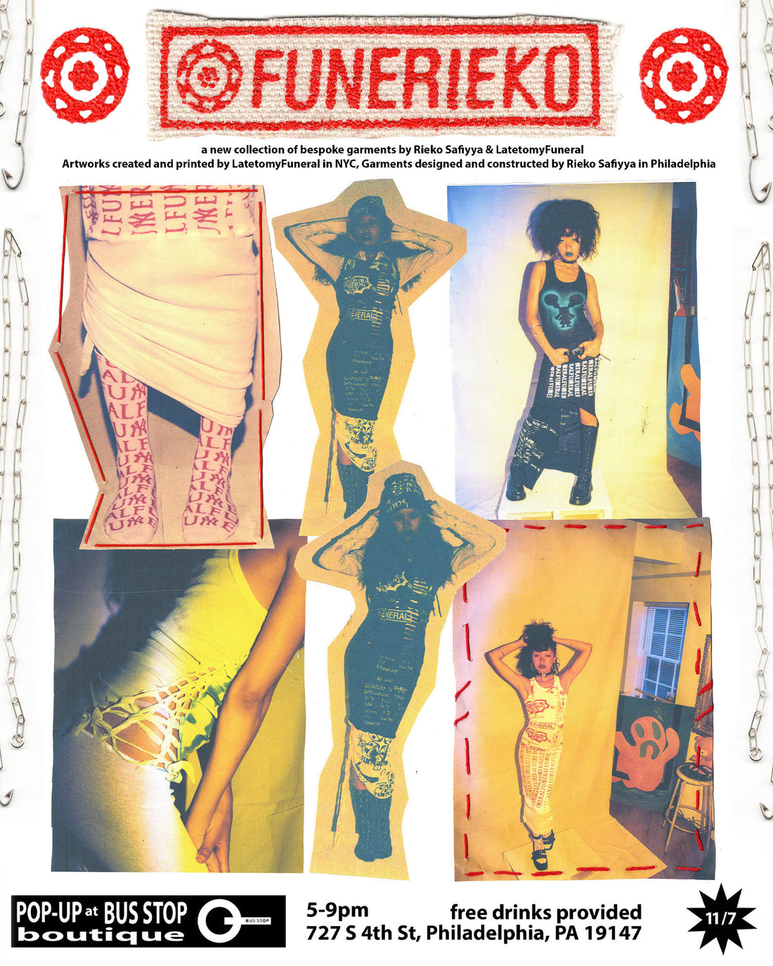 Flier for "Funerieko" at Bus Stop Boutique in Philadelphia